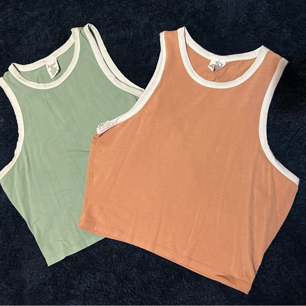 Stylish Sleeveless Tank Tops - Mint Green and Coral